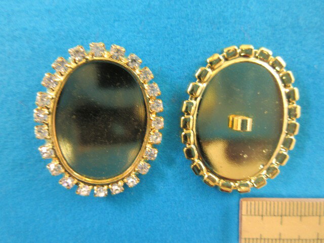 デコ用・石入りボタン金×クリア