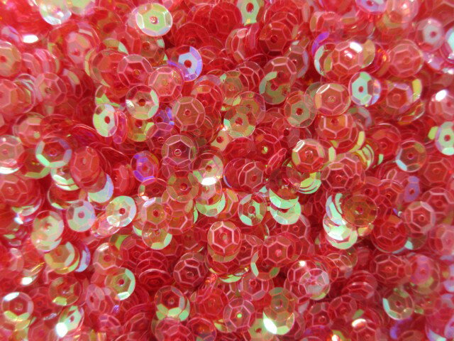スパンコール　亀甲6mm（100g・7000枚）クリアオーロラ赤系