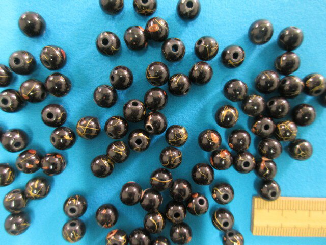 プラビーズ（約8mm）黒×茶×金