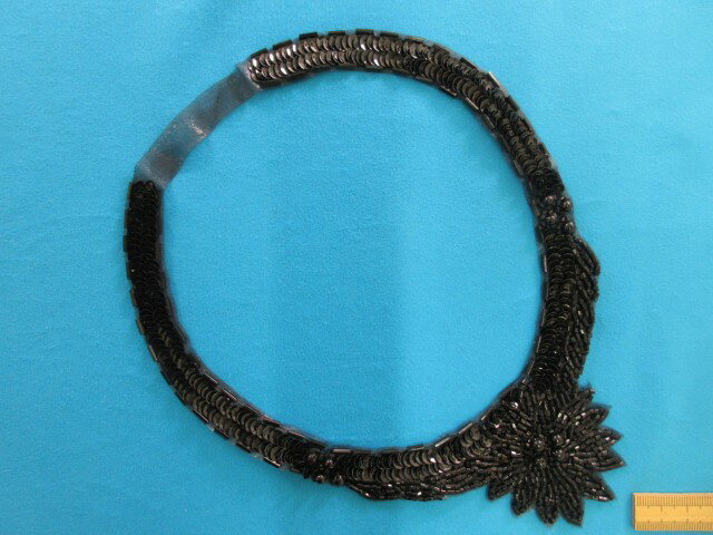 ビーズスパンコールモチーフ黒（1枚入）