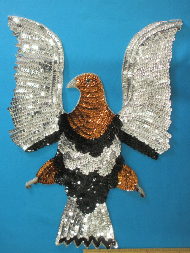 ビーズスパンコールモチーフ銀×金茶×黒（1枚入）