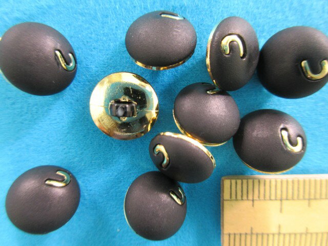 プラメタルボタン（11.5mm）黒×金