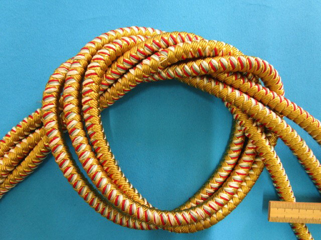 和調飾りコード(直径10mm 3m巻)金×赤×オフ白