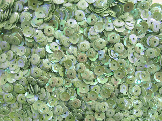 スパンコール　亀甲6mm（100g・7000枚）パール薄グリン系