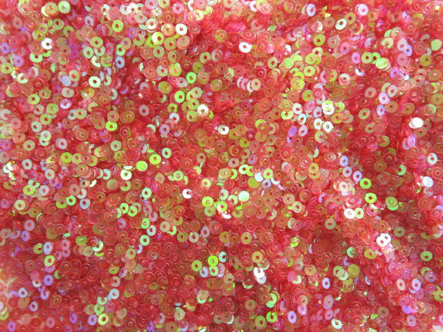スパンコール　3mm100gオーロラクリア濃ピンク系