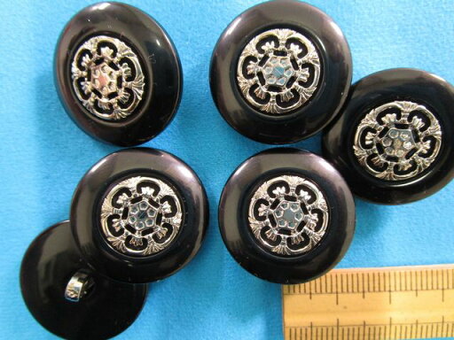 プラメタルボタン(24mm)黒×銀 プラメタルボタン(24mm)黒×銀