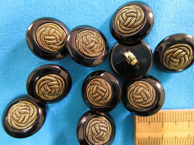 プラメタルボタン（15mm）黒×渋金