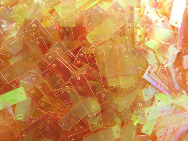 スパンコール　長方形　19×6mm（100g）クリアオーロラ渋オレンジ系