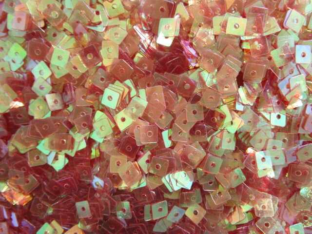 スパンコール　四角5mm（100g）クリアオーロラ渋紫系