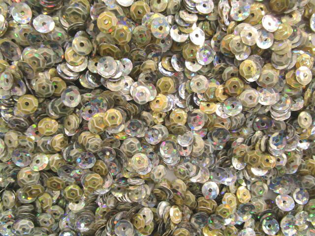 スパンコール　亀甲5mm（100g・10000枚）オーロラ金×銀