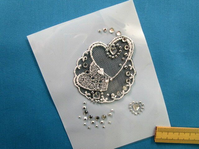 ラインストーン×レース（ホットフィックス）銀×白×黒