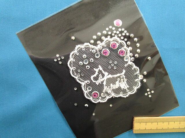 ラインストーン×レース（ホットフィックス）銀×白×ピンク