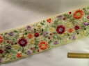 インド刺繍リボン(7.5cm幅 1m)イエロー×濃ピンク(3)