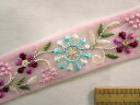 インド刺繍リボン(3.2cm幅 1m)ピンク×水×紫(3)