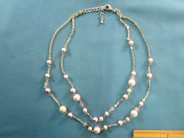 ネックレス銀×パール薄ピンク