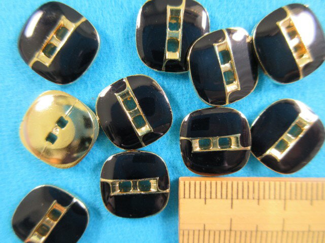 プラボタン（13mm）黒×金