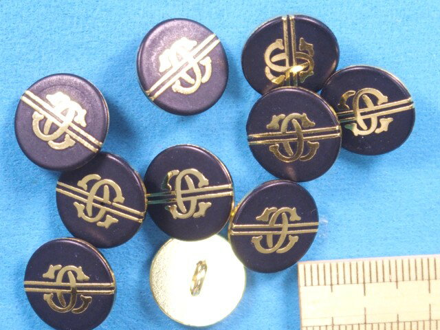 在庫処分メタルボタン（15mm）黒×金