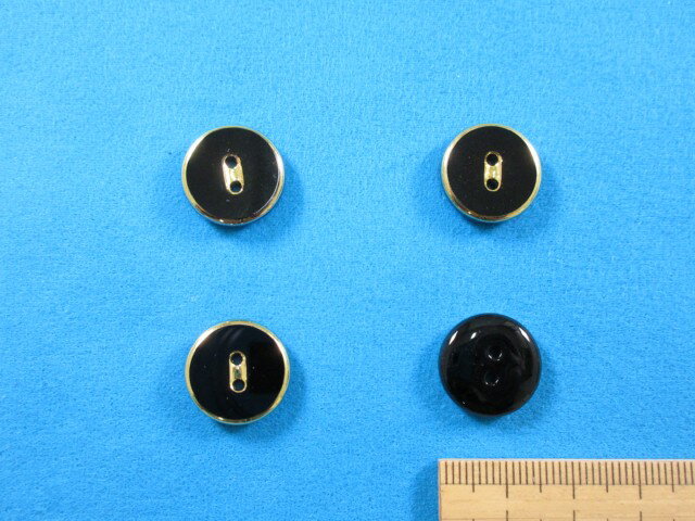 チェコガラスボタン（16mm）黒×金