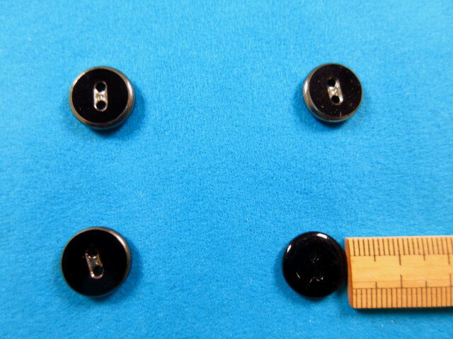 チェコガラスボタン（13mm）黒×銀