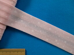綿プリントワイドバイアス（両折れタイプ）（25mm幅 6m巻）ピンク×白