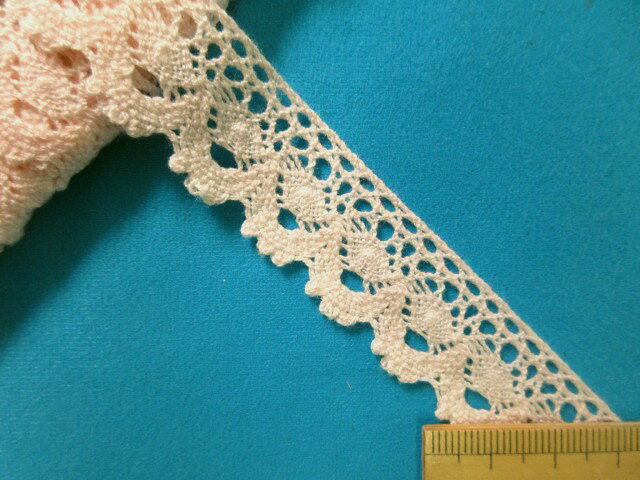 綿トーションレース(2cm幅　4m巻)ピンクオレンジ