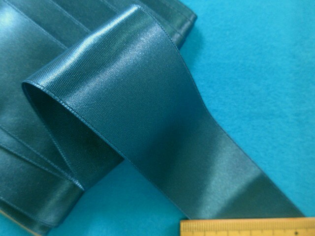 片面サテンリボン（3.6cm幅　5m巻)ブルー系