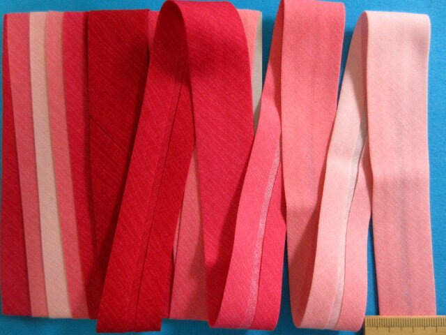 綿グラデーションバイアス（両折れタイプ）（25mm幅 4m巻）ピンク
