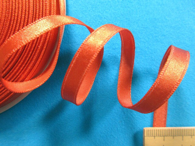 片面サテンリボン（0.7cm幅 30m巻)レンガ