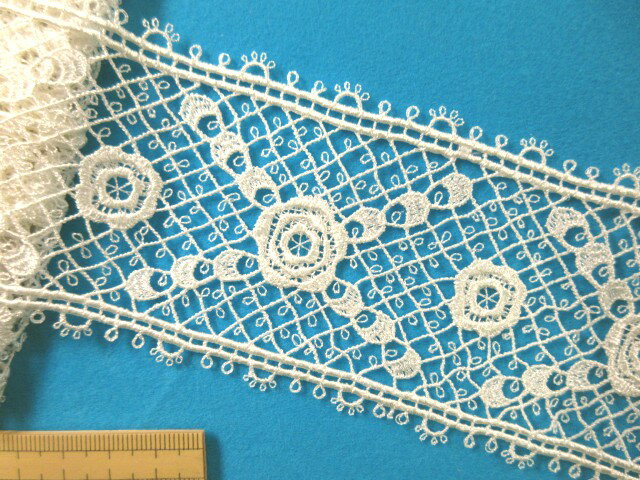 在庫処分レーヨンケミカルレース（7cm幅　1.5m巻）オフ白のサムネイル