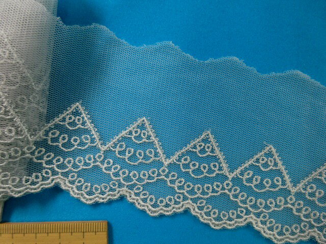 在庫処分チュールレース（7cm幅　4m巻）薄グレーのサムネイル