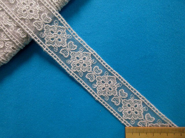 在庫処分チュールレース（2.5cm幅　4m巻）薄グレー