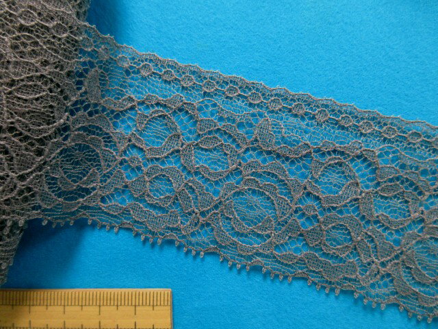 在庫処分ラッセルレース（5cm幅　10m巻）濃グレー