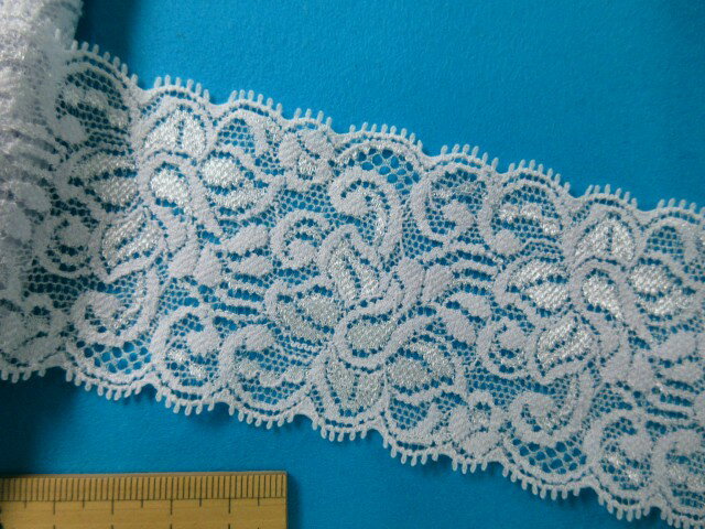 在庫処分ストレッチレース（5.8cm幅　5m巻）薄渋水