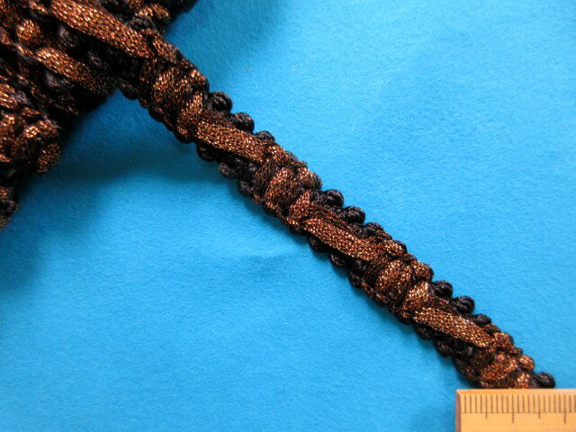 ラメブレード（1.1cm幅　5m巻）金×コゲ茶