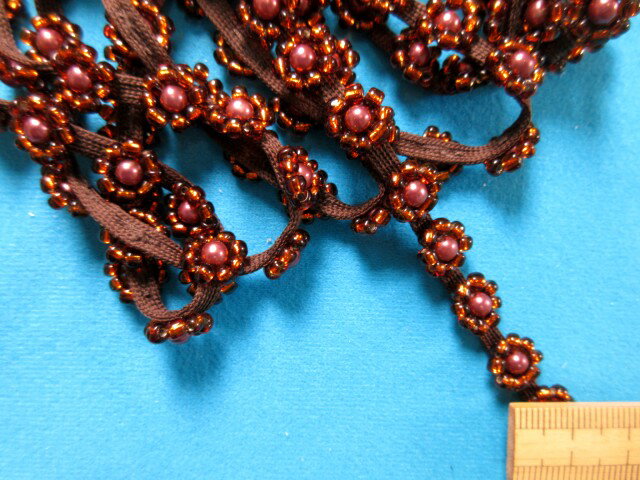 在庫処分ビーズブレード茶（0．9cm幅　2m巻）