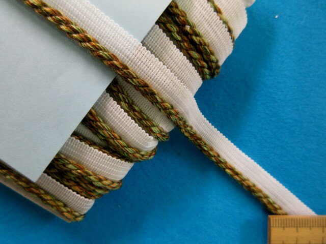 ツイストパイピング（細）茶系×グリン系（1cm幅　10m巻）