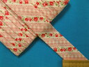 綿プリントワイドバイアス（両折れタイプ）(2.5cm幅　6m巻)花柄・ピンク