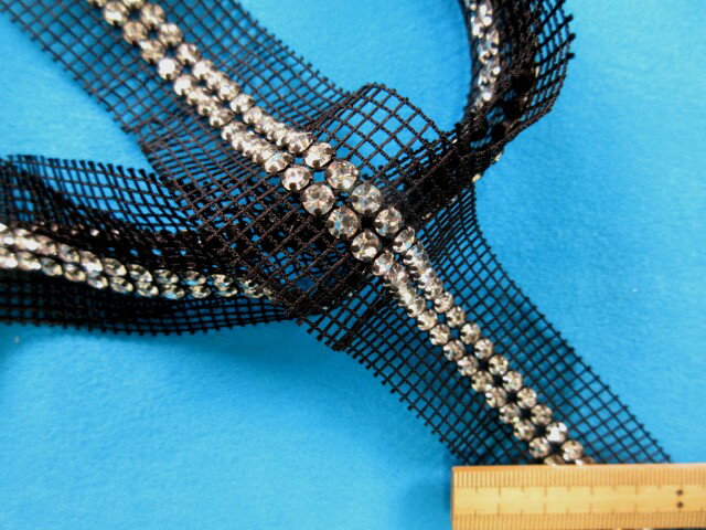 ラインストーンブレード（3.5cm幅　1m巻）クリア×黒