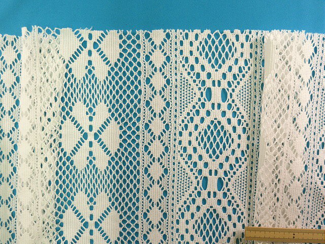 綿ポリレース生地オフ白（145cm幅　1．5m）