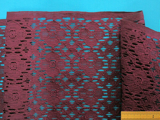 綿レース生地（ハードタイプ）花・紫（90cm幅　2m）