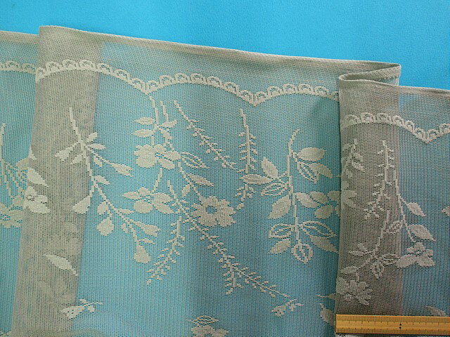 ラッセルレース生地花・グレー（120cm幅　2m）