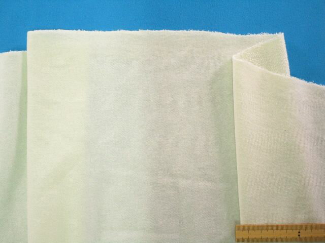 綿ニット生地（裏パイル）薄グリン//（135cm幅　1．5m）