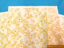 楽天手芸ナカムラインテリアポリエステルジャガード生地花・アイボリー×山吹（145cm幅　1．5m）