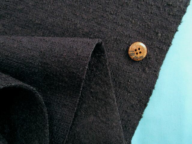 ウール混ループ起毛厚手ニット生地濃紺（145m幅　1．5m）