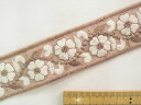 インド刺繍リボン(3.2cm幅 1m)薄アズキ×オフ白(3)