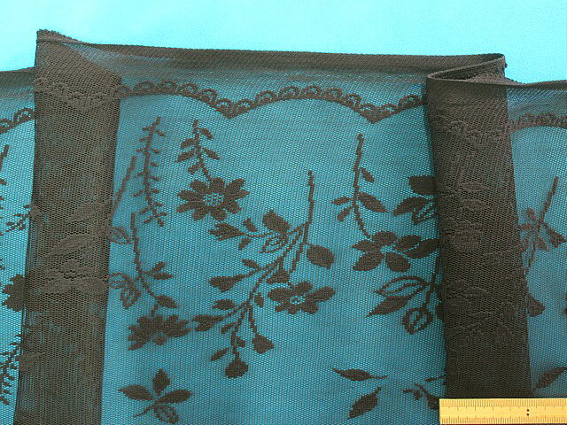 ラッセルレース生地花・黒（120cm幅　2m）