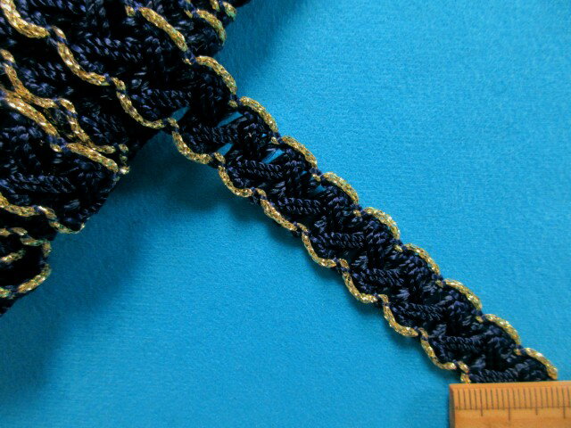 レーヨンブレード（1.5cm幅　5m巻）紺×金