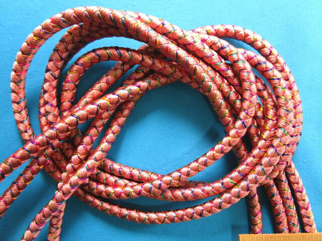 和調飾りコード(直径7mm 1m巻)渋ピンク×紫系×グリン系