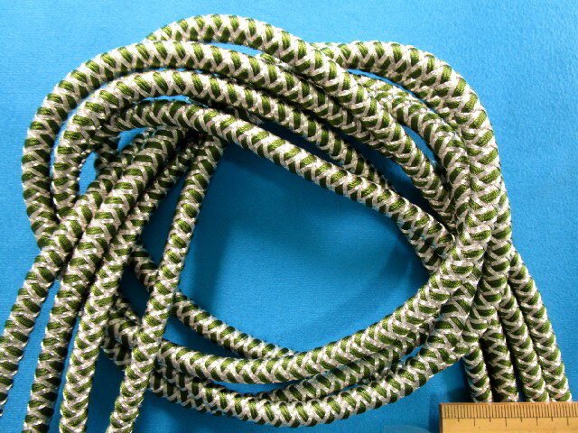 和調飾りコード(直径7mm 3m巻)グリン×銀