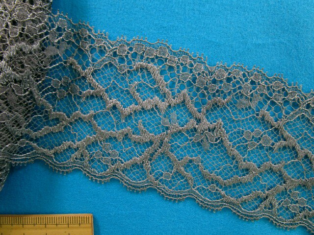 リバーレース（6.8cm幅 5m巻）グレー